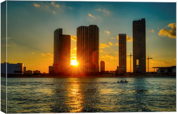 Sun Setting In Miami Florida Canvas Print by matthew  mallett