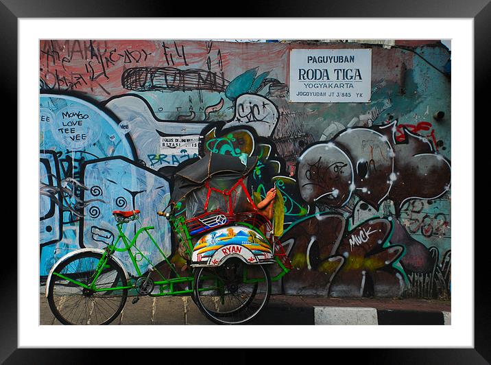 Indonesian Rikshaw  Framed Mounted Print by Alexander Mieszkowski