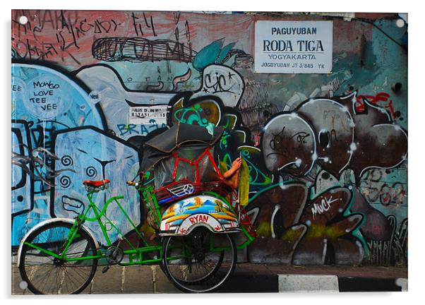 Indonesian Rikshaw  Acrylic by Alexander Mieszkowski