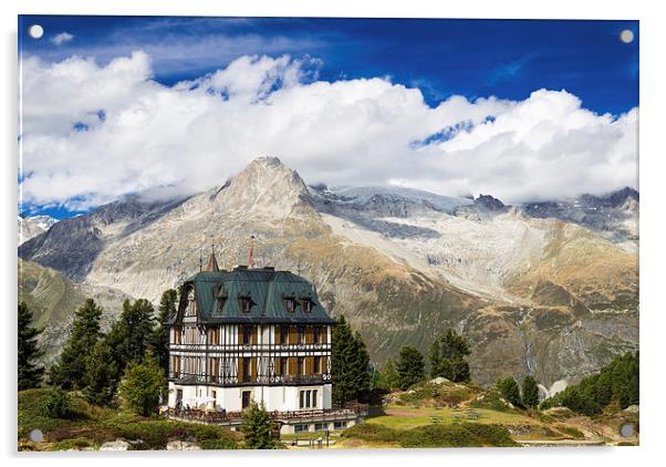 Villa Cassel Swiss Alps Switzerland Acrylic by Matthias Hauser