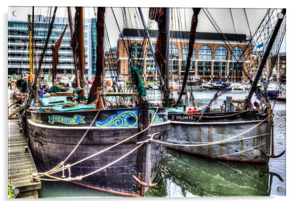 River Thames Sailing Barges. Acrylic by David Pyatt