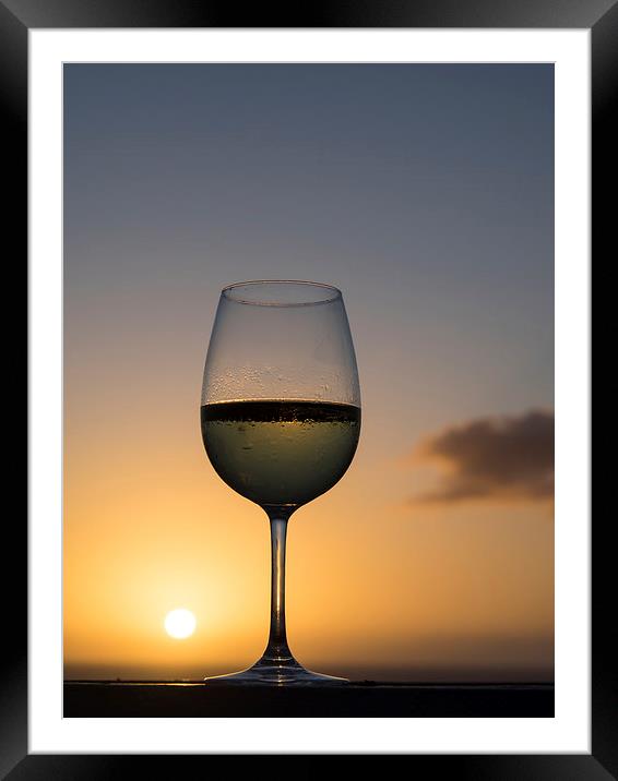 Glass of white wine Framed Mounted Print by Gail Johnson