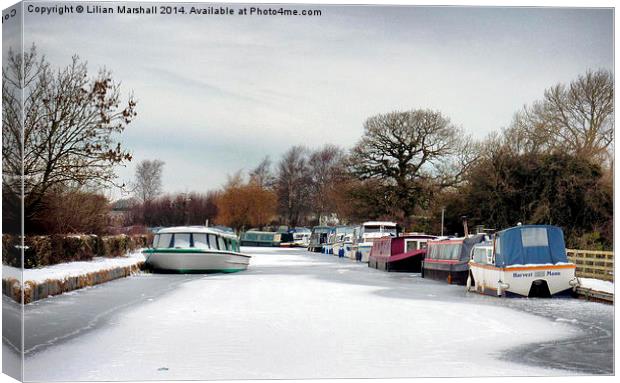 The Frozen Lancaster Canal. Canvas Print by Lilian Marshall