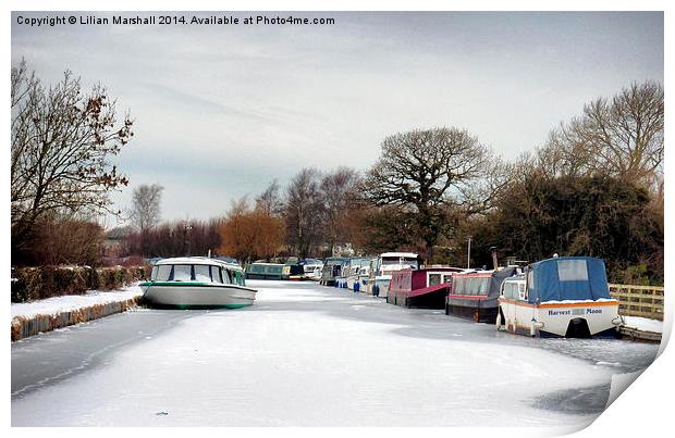 The Frozen Lancaster Canal. Print by Lilian Marshall
