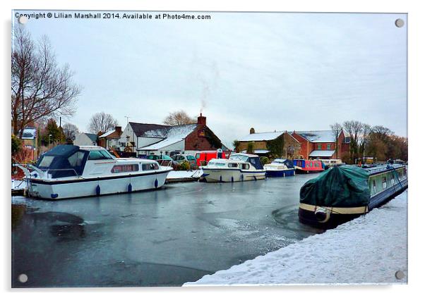 Frozen Lancaster  Canal Acrylic by Lilian Marshall