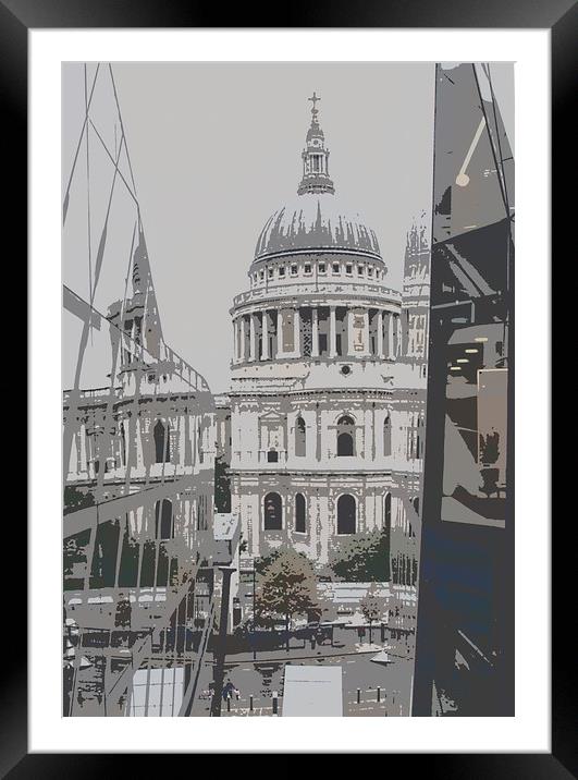 St Pauls Catherderal, Toned. Framed Mounted Print by Becky Dix