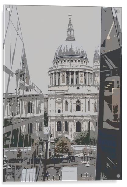 St Pauls Catherderal, Toned. Acrylic by Becky Dix
