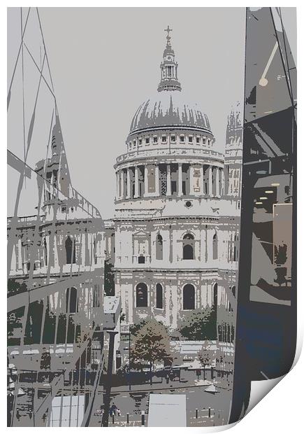 St Pauls Catherderal, Toned. Print by Becky Dix