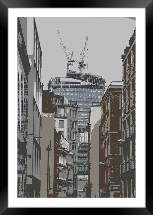 Building the Walkie Talkie. Framed Mounted Print by Becky Dix
