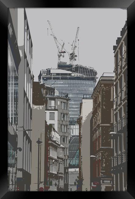 Building the Walkie Talkie. Framed Print by Becky Dix