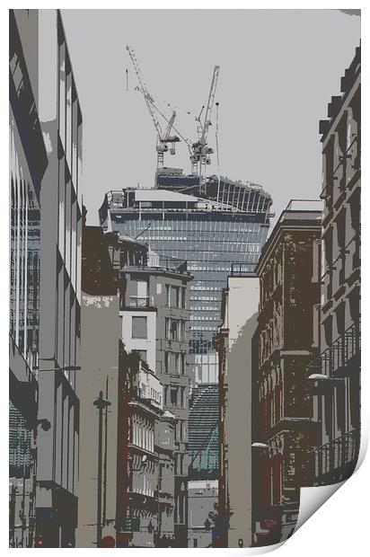 Building the Walkie Talkie. Print by Becky Dix