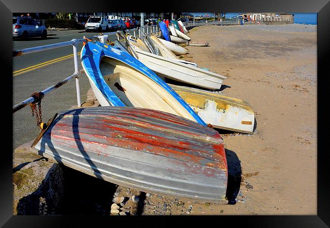 Rowing boats in Rhos-on-Sea harbour Framed Print by Frank Irwin