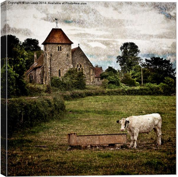 Church and Meadow at Aldworth Canvas Print by Ian Lewis