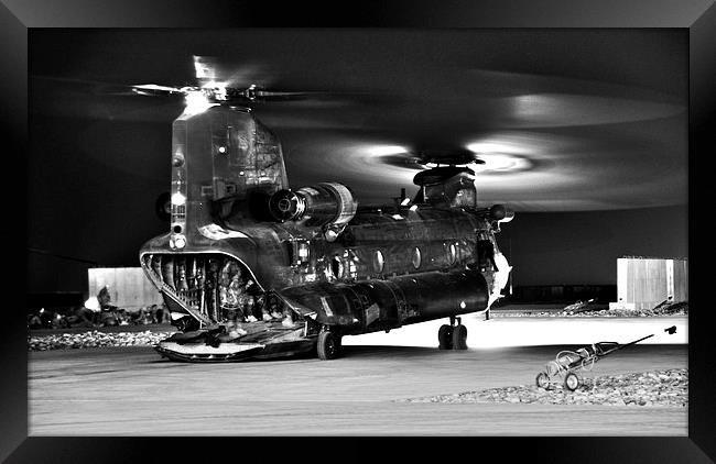 Ch47 Aircraft Chinook Helicopter Night Ops Framed Print by Heather Wise