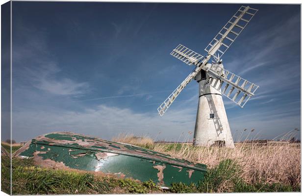Thurne Mill and Boat Canvas Print by Stephen Mole