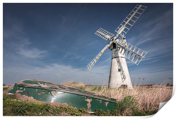 Thurne Mill and Boat Print by Stephen Mole