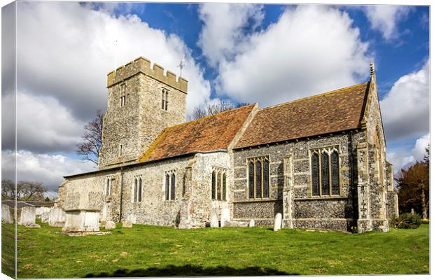 St Andrews Church, Wickhambreaux Canvas Print by Thanet Photos