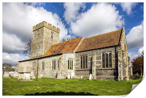 St Andrews Church, Wickhambreaux Print by Thanet Photos