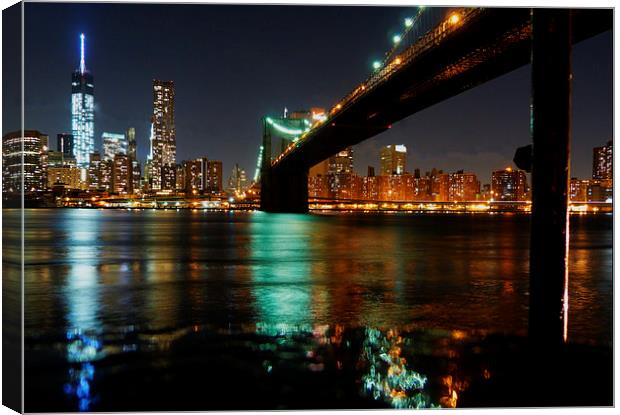 View of Manhattan from Brooklyn Canvas Print by Lynn hanlon