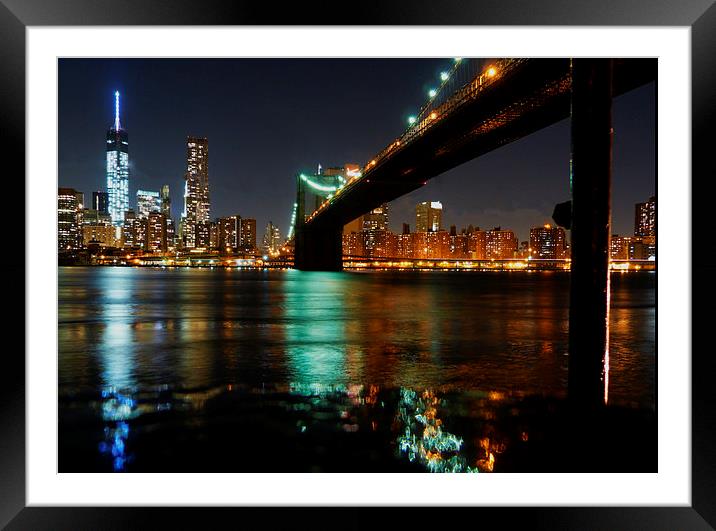 View of Manhattan from Brooklyn Framed Mounted Print by Lynn hanlon