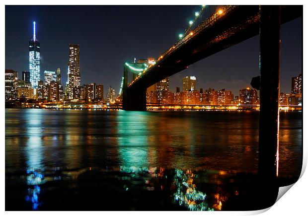 View of Manhattan from Brooklyn Print by Lynn hanlon