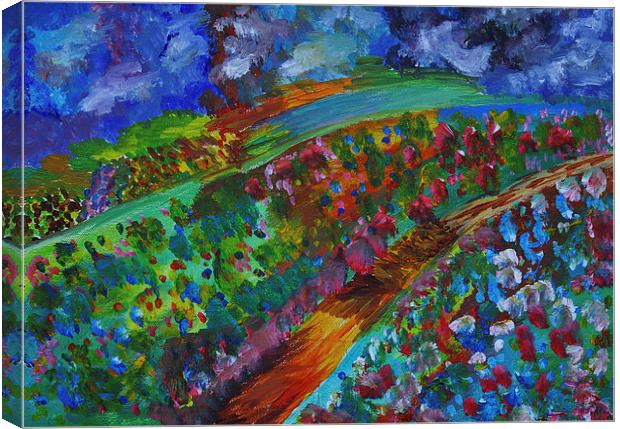 Rainbow flower fields Canvas Print by Gordon Ross