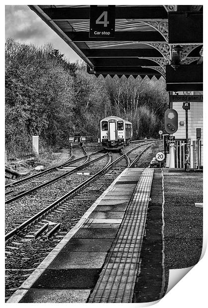 The Train Now Arriving At mono Print by Steve Purnell