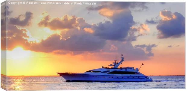 Caribbean Sunset with Boat Canvas Print by Paul Williams