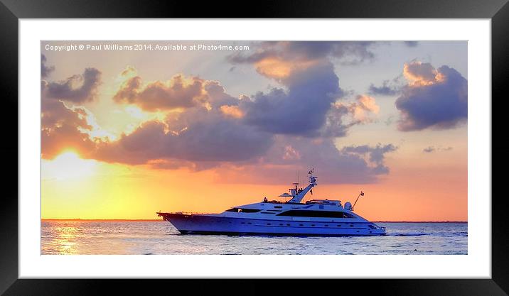 Caribbean Sunset with Boat Framed Mounted Print by Paul Williams