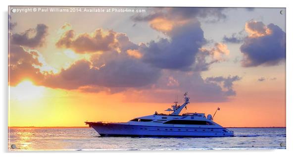 Caribbean Sunset with Boat Acrylic by Paul Williams