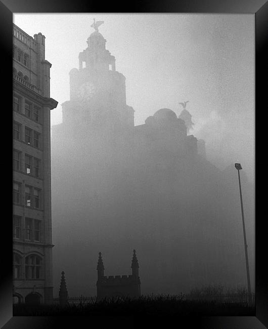 Liverpool Fog Framed Print by Victor Burnside