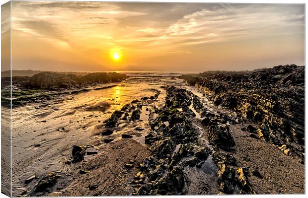 Croyde Bay sunset Canvas Print by Dave Wilkinson North Devon Ph