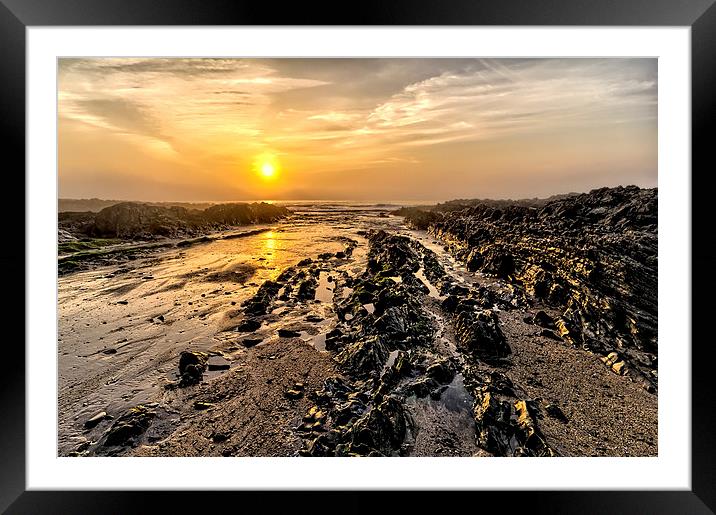 Croyde Bay sunset Framed Mounted Print by Dave Wilkinson North Devon Ph