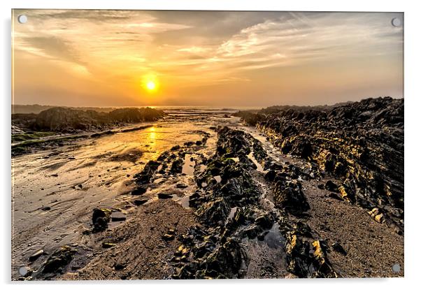 Croyde Bay sunset Acrylic by Dave Wilkinson North Devon Ph