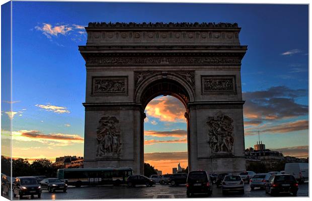 Arc de Triomphe at Sunset Canvas Print by Richard Cruttwell