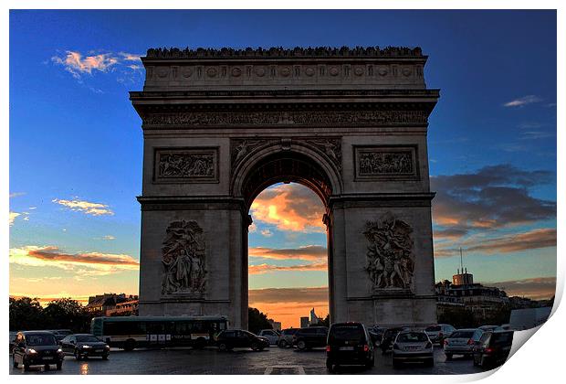 Arc de Triomphe at Sunset Print by Richard Cruttwell