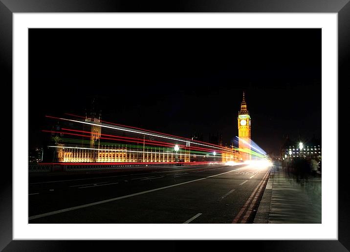 Westminster Bridge at Night Framed Mounted Print by Richard Cruttwell
