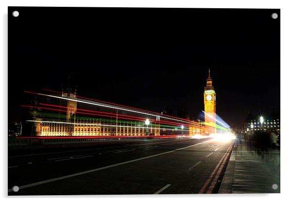 Westminster Bridge at Night Acrylic by Richard Cruttwell