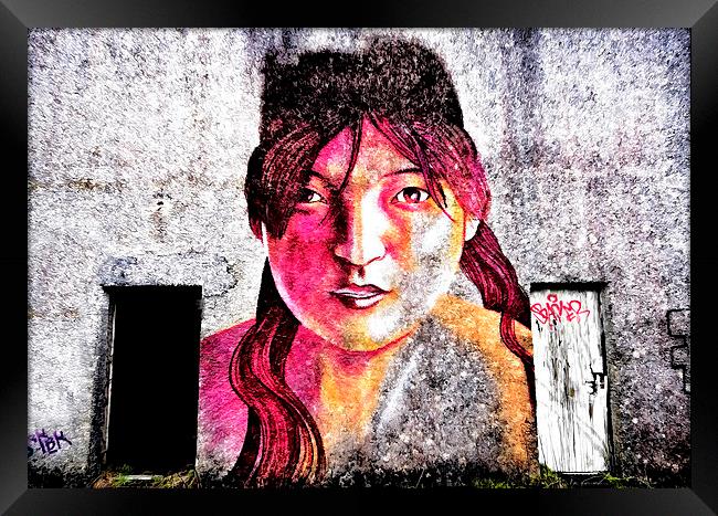 Graffiti Girl Framed Print by Jim kernan