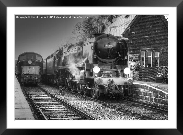 Steam locomotive 34046 Braunton Framed Mounted Print by David Birchall