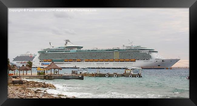 Cruise Liner at Cozumel Framed Print by Paul Williams