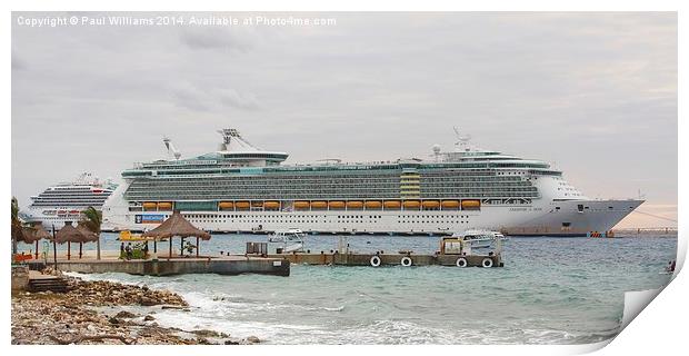 Cruise Liner at Cozumel Print by Paul Williams