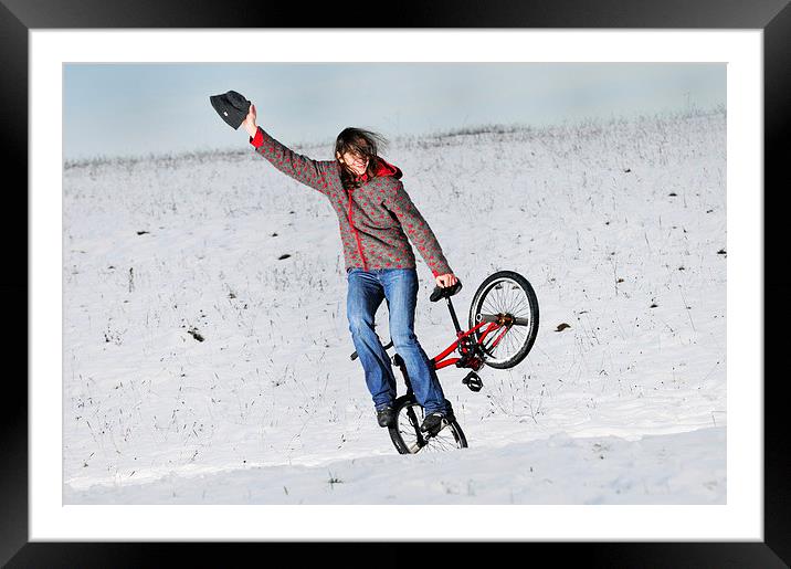BMX Flatland in the snow Framed Mounted Print by Matthias Hauser