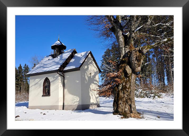 Little chapel in winter Framed Mounted Print by Matthias Hauser