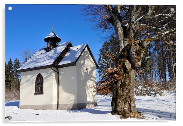 Little chapel in winter Acrylic by Matthias Hauser