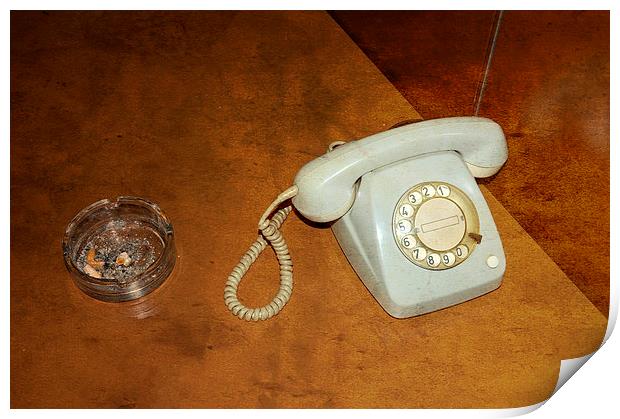 Old grey rotary phone Print by Matthias Hauser