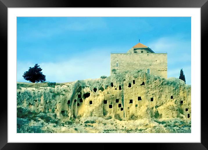 The Cliff Church, Amioun, Lebanon Framed Mounted Print by Jacqueline Burrell