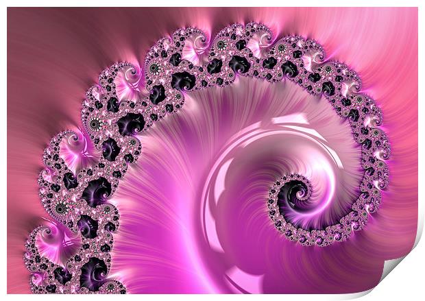 Pretty pink fractal spiral Print by Matthias Hauser