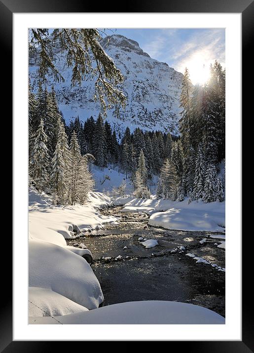 River and mountains in winter Framed Mounted Print by Matthias Hauser