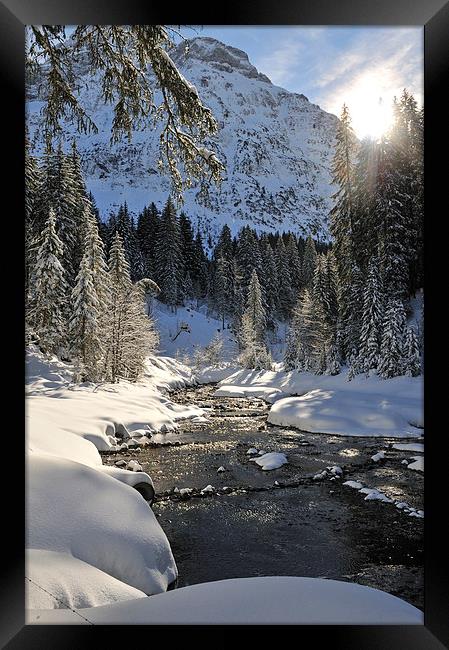 River and mountains in winter Framed Print by Matthias Hauser